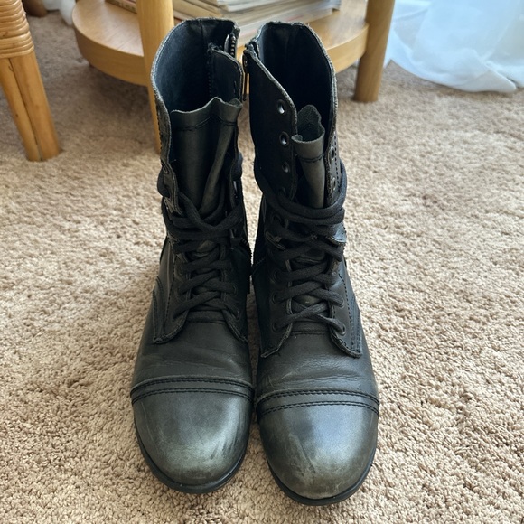 Steve Madden Women's Black Combat Boots - Picture 2 of 5